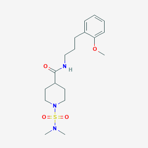 molecular formula C18H29N3O4S B4461611 1-[(dimethylamino)sulfonyl]-N-[3-(2-methoxyphenyl)propyl]-4-piperidinecarboxamide 