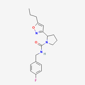 molecular formula C18H22FN3O2 B4461645 N-(4-fluorobenzyl)-2-(5-propyl-3-isoxazolyl)-1-pyrrolidinecarboxamide 