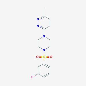 molecular formula C15H17FN4O2S B4461664 3-{4-[(3-fluorophenyl)sulfonyl]-1-piperazinyl}-6-methylpyridazine 