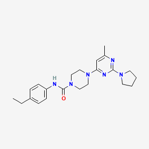 molecular formula C22H30N6O B4461697 N-(4-ethylphenyl)-4-[6-methyl-2-(1-pyrrolidinyl)-4-pyrimidinyl]-1-piperazinecarboxamide 