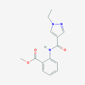 molecular formula C14H15N3O3 B446170 methyl 2-{[(1-ethyl-1H-pyrazol-4-yl)carbonyl]amino}benzoate 