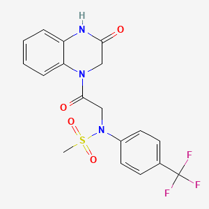 molecular formula C18H16F3N3O4S B4461703 N-[2-oxo-2-(3-oxo-3,4-dihydro-1(2H)-quinoxalinyl)ethyl]-N-[4-(trifluoromethyl)phenyl]methanesulfonamide 
