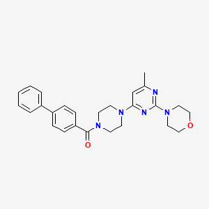 molecular formula C26H29N5O2 B4461711 4-{4-[4-(4-biphenylylcarbonyl)-1-piperazinyl]-6-methyl-2-pyrimidinyl}morpholine 