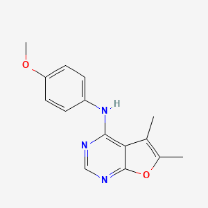 molecular formula C15H15N3O2 B4461721 N-(4-methoxyphenyl)-5,6-dimethylfuro[2,3-d]pyrimidin-4-amine 