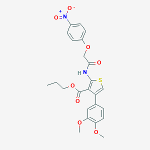 molecular formula C24H24N2O8S B446173 Propyl 4-(3,4-dimethoxyphenyl)-2-[({4-nitrophenoxy}acetyl)amino]thiophene-3-carboxylate 