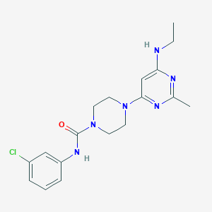 molecular formula C18H23ClN6O B4461773 N-(3-chlorophenyl)-4-[6-(ethylamino)-2-methyl-4-pyrimidinyl]-1-piperazinecarboxamide 