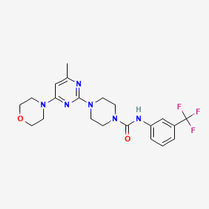 molecular formula C21H25F3N6O2 B4461788 4-[4-methyl-6-(4-morpholinyl)-2-pyrimidinyl]-N-[3-(trifluoromethyl)phenyl]-1-piperazinecarboxamide 