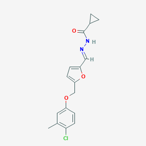 molecular formula C17H17ClN2O3 B446179 N'-({5-[(4-chloro-3-methylphenoxy)methyl]-2-furyl}methylene)cyclopropanecarbohydrazide 