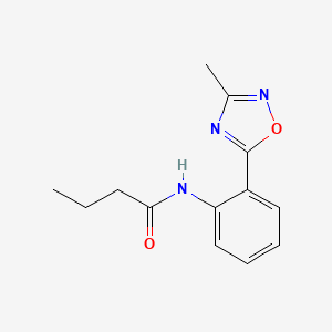 molecular formula C13H15N3O2 B4461796 N-[2-(3-methyl-1,2,4-oxadiazol-5-yl)phenyl]butanamide 