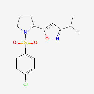 molecular formula C16H19ClN2O3S B4461801 5-{1-[(4-chlorophenyl)sulfonyl]-2-pyrrolidinyl}-3-isopropylisoxazole 