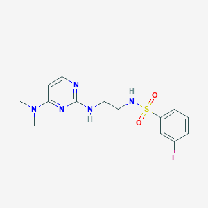 molecular formula C15H20FN5O2S B4461819 N-(2-{[4-(dimethylamino)-6-methyl-2-pyrimidinyl]amino}ethyl)-3-fluorobenzenesulfonamide 