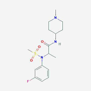 molecular formula C16H24FN3O3S B4461820 N~2~-(3-fluorophenyl)-N~1~-(1-methyl-4-piperidinyl)-N~2~-(methylsulfonyl)alaninamide 