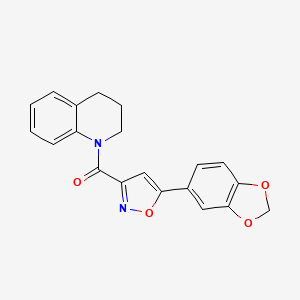 molecular formula C20H16N2O4 B4461825 1-{[5-(1,3-benzodioxol-5-yl)-3-isoxazolyl]carbonyl}-1,2,3,4-tetrahydroquinoline 
