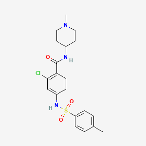 molecular formula C20H24ClN3O3S B4461860 2-chloro-4-{[(4-methylphenyl)sulfonyl]amino}-N-(1-methyl-4-piperidinyl)benzamide 