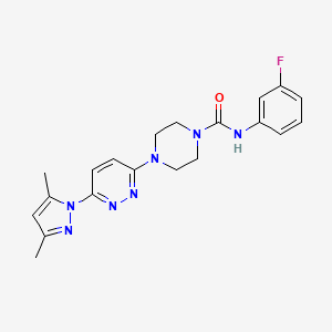 molecular formula C20H22FN7O B4461861 4-[6-(3,5-dimethyl-1H-pyrazol-1-yl)-3-pyridazinyl]-N-(3-fluorophenyl)-1-piperazinecarboxamide 