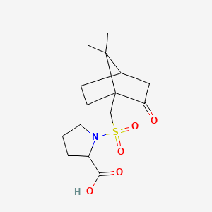 molecular formula C15H23NO5S B4461868 1-{[(7,7-dimethyl-2-oxobicyclo[2.2.1]hept-1-yl)methyl]sulfonyl}proline 