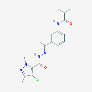 N-(3-{N-[(4-chloro-1,3-dimethyl-1H-pyrazol-5-yl)carbonyl]ethanehydrazonoyl}phenyl)-2-methylpropanamide