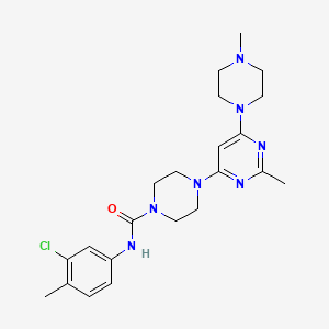 molecular formula C22H30ClN7O B4461895 N-(3-chloro-4-methylphenyl)-4-[2-methyl-6-(4-methyl-1-piperazinyl)-4-pyrimidinyl]-1-piperazinecarboxamide 