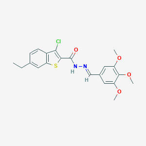 molecular formula C21H21ClN2O4S B446191 3-chloro-6-ethyl-N'-(3,4,5-trimethoxybenzylidene)-1-benzothiophene-2-carbohydrazide 