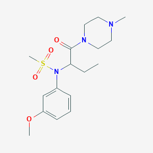 molecular formula C17H27N3O4S B4461923 N-(3-methoxyphenyl)-N-{1-[(4-methyl-1-piperazinyl)carbonyl]propyl}methanesulfonamide 