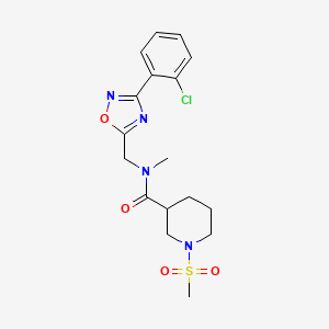 molecular formula C17H21ClN4O4S B4461927 N-{[3-(2-chlorophenyl)-1,2,4-oxadiazol-5-yl]methyl}-N-methyl-1-(methylsulfonyl)-3-piperidinecarboxamide 