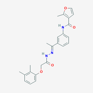 molecular formula C24H25N3O4 B446197 N-{3-[(1E)-1-{2-[(2,3-dimethylphenoxy)acetyl]hydrazinylidene}ethyl]phenyl}-2-methylfuran-3-carboxamide 