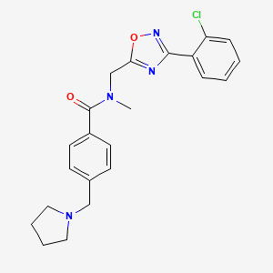 molecular formula C22H23ClN4O2 B4461971 N-{[3-(2-chlorophenyl)-1,2,4-oxadiazol-5-yl]methyl}-N-methyl-4-(1-pyrrolidinylmethyl)benzamide 