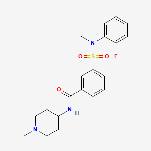 molecular formula C20H24FN3O3S B4461988 3-{[(2-fluorophenyl)(methyl)amino]sulfonyl}-N-(1-methyl-4-piperidinyl)benzamide 