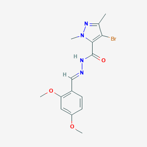 molecular formula C15H17BrN4O3 B446201 4-bromo-N'-(2,4-dimethoxybenzylidene)-1,3-dimethyl-1H-pyrazole-5-carbohydrazide 