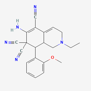 molecular formula C21H21N5O B4462015 6-amino-2-ethyl-8-(2-methoxyphenyl)-2,3,8,8a-tetrahydro-5,7,7(1H)-isoquinolinetricarbonitrile 