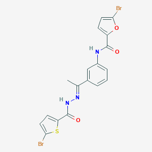 molecular formula C18H13Br2N3O3S B446202 5-bromo-N-(3-{N-[(5-bromo-2-thienyl)carbonyl]ethanehydrazonoyl}phenyl)-2-furamide 