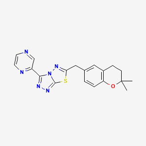 molecular formula C19H18N6OS B4462029 6-[(2,2-dimethyl-3,4-dihydro-2H-chromen-6-yl)methyl]-3-(2-pyrazinyl)[1,2,4]triazolo[3,4-b][1,3,4]thiadiazole 