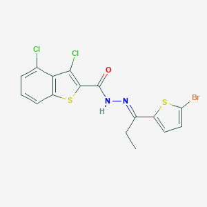 molecular formula C16H11BrCl2N2OS2 B446203 N'-[1-(5-bromo-2-thienyl)propylidene]-3,4-dichloro-1-benzothiophene-2-carbohydrazide 