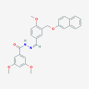 molecular formula C28H26N2O5 B446205 3,5-dimethoxy-N'-[(Z)-{4-methoxy-3-[(naphthalen-2-yloxy)methyl]phenyl}methylidene]benzohydrazide 