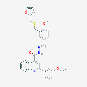 molecular formula C32H29N3O4S B446207 2-(3-ethoxyphenyl)-N'-(3-{[(2-furylmethyl)sulfanyl]methyl}-4-methoxybenzylidene)-4-quinolinecarbohydrazide 