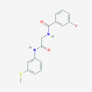 molecular formula C16H15FN2O2S B4462138 3-fluoro-N-(2-{[3-(methylthio)phenyl]amino}-2-oxoethyl)benzamide 