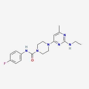 molecular formula C18H23FN6O B4462186 4-[2-(ethylamino)-6-methyl-4-pyrimidinyl]-N-(4-fluorophenyl)-1-piperazinecarboxamide 