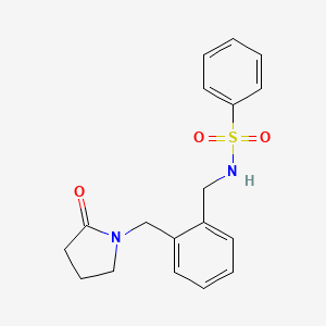 molecular formula C18H20N2O3S B4462187 N-{2-[(2-oxo-1-pyrrolidinyl)methyl]benzyl}benzenesulfonamide 