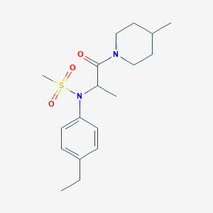 molecular formula C18H28N2O3S B4462211 N-(4-ethylphenyl)-N-[1-methyl-2-(4-methyl-1-piperidinyl)-2-oxoethyl]methanesulfonamide 