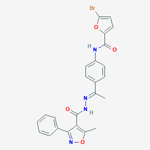 5-bromo-N-(4-{N-[(5-methyl-3-phenyl-4-isoxazolyl)carbonyl]ethanehydrazonoyl}phenyl)-2-furamide