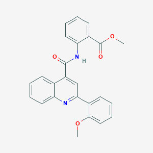 molecular formula C25H20N2O4 B446223 Methyl 2-({[2-(2-methoxyphenyl)-4-quinolinyl]carbonyl}amino)benzoate 