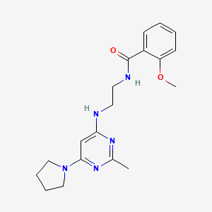 molecular formula C19H25N5O2 B4462251 2-methoxy-N-(2-{[2-methyl-6-(1-pyrrolidinyl)-4-pyrimidinyl]amino}ethyl)benzamide 