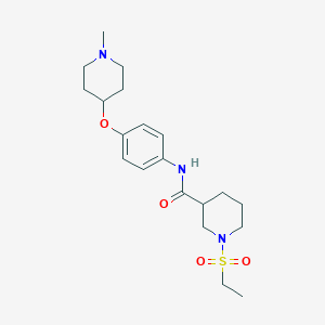 molecular formula C20H31N3O4S B4462274 1-(ethylsulfonyl)-N-{4-[(1-methyl-4-piperidinyl)oxy]phenyl}-3-piperidinecarboxamide 