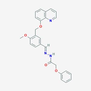 molecular formula C26H23N3O4 B446229 N'-{4-methoxy-3-[(8-quinolinyloxy)methyl]benzylidene}-2-phenoxyacetohydrazide 