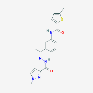 molecular formula C19H19N5O2S B446231 5-methyl-N-{3-[(1Z)-1-{2-[(1-methyl-1H-pyrazol-3-yl)carbonyl]hydrazinylidene}ethyl]phenyl}thiophene-2-carboxamide 