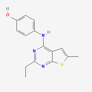 molecular formula C15H15N3OS B4462325 4-[(2-ethyl-6-methylthieno[2,3-d]pyrimidin-4-yl)amino]phenol 