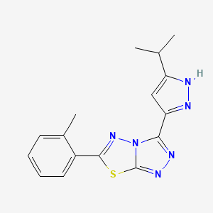 molecular formula C16H16N6S B4462339 3-(3-isopropyl-1H-pyrazol-5-yl)-6-(2-methylphenyl)[1,2,4]triazolo[3,4-b][1,3,4]thiadiazole 