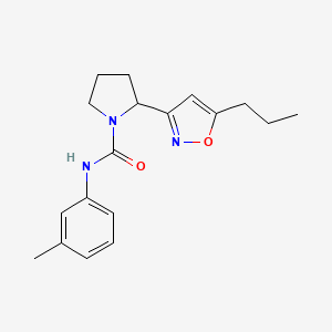 molecular formula C18H23N3O2 B4462344 N-(3-methylphenyl)-2-(5-propyl-3-isoxazolyl)-1-pyrrolidinecarboxamide 