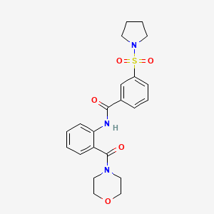 molecular formula C22H25N3O5S B4462355 N-[2-(4-morpholinylcarbonyl)phenyl]-3-(1-pyrrolidinylsulfonyl)benzamide 