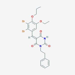(5E)-5-(2,3-dibromo-5-ethoxy-4-propoxybenzylidene)-1-(2-phenylethyl)pyrimidine-2,4,6(1H,3H,5H)-trione